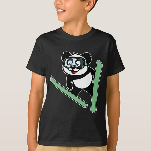 Skisprung Panda T-Shirt (Vorderseite)