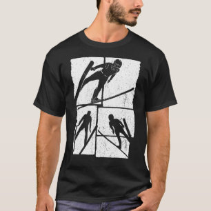 Skisprung Retro-Ski fliegendes Wintersportjum T-Shirt