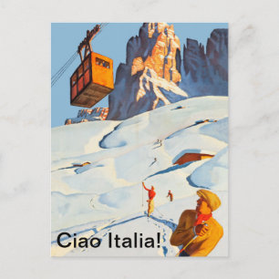 Skispur in Italien Postkarte