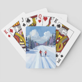 Skispur | Mountain Skifahren Wasserfarbe Winter Spielkarten