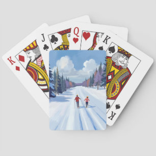 Skispur Mountain Skifahren Wasserfarbe Winter Spielkarten