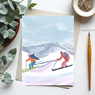 Skitag Wasserfarben-Winterberg Feiertagskarte