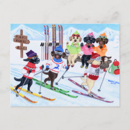Skitouren - Malerei Postkarte
