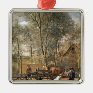 Skittle-Spieler außerhalb eines Gasthauses, Silbernes Ornament