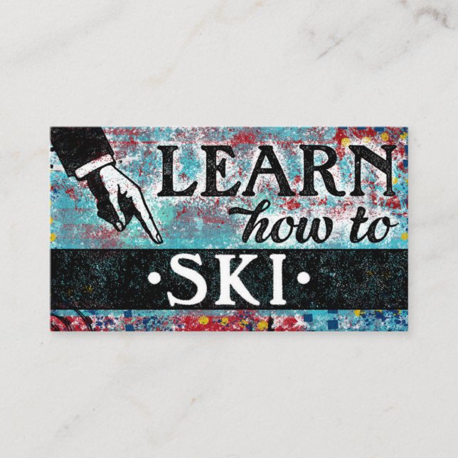 Skiunterricht Business Cards - Blue Red Visitenkarte (Vorderseite)
