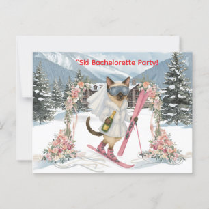 Skiurlaub für die Braut auf der Piste Junggesellin Postkarte