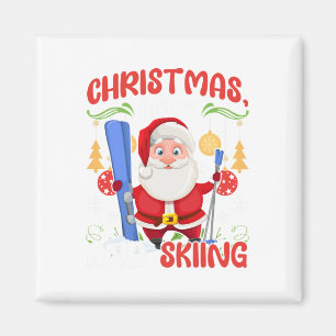 Skiurlauber Skifahren Outfit Weihnachten Liebe Ski Magnet