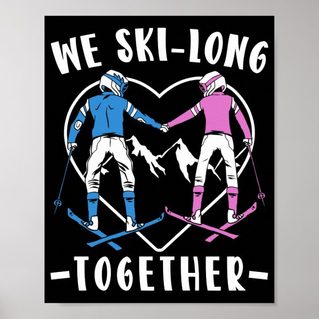 Skivergnügen Wir Ski-Langlauf gemeinsam Skifahrer  Poster (Vorne)