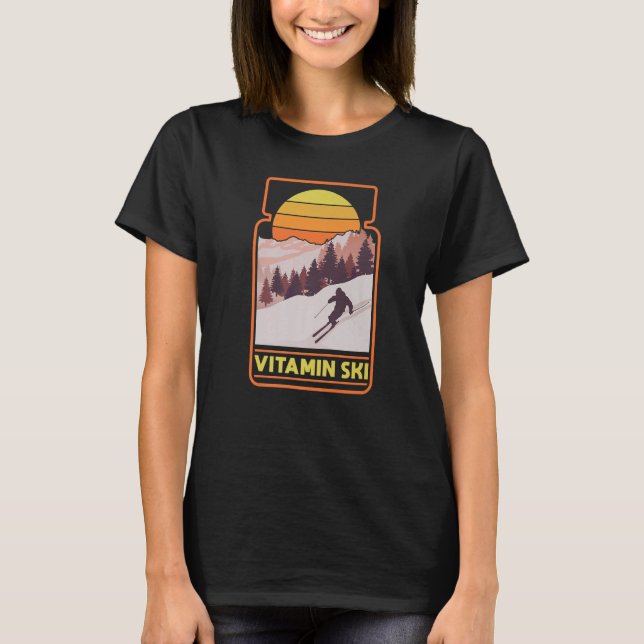 Skivitamin Ski Skier Wintersport T-Shirt (Vorderseite)