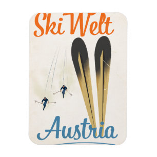 Skiwelt Austria Skifahrplakat Magnet