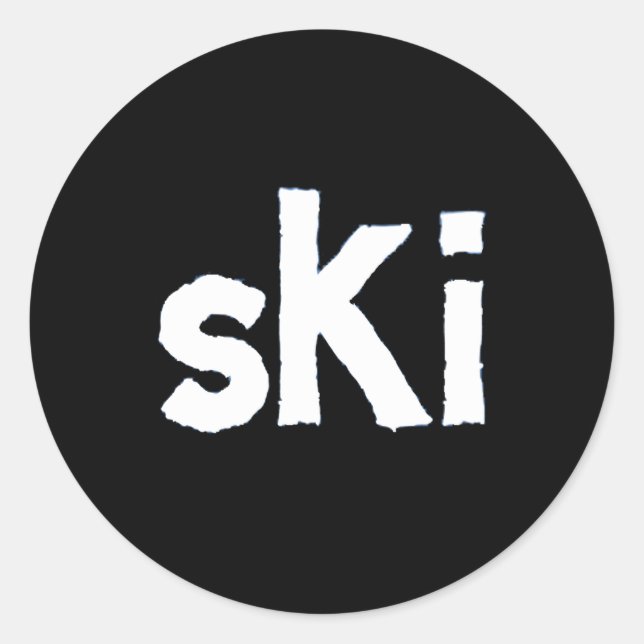 Skiwintersport Runder Aufkleber (Vorderseite)