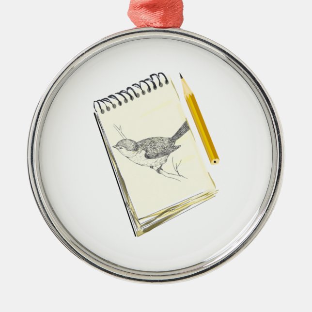 Skizze-Auflage-Vogel Ornament Aus Metall (Vorne)