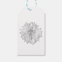 Skizze Blumendahlia Blume. Geschenkanhänger