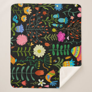 Skizze Blumenmuster, nahtlos künstlerisches Muster Sherpadecke