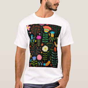 Skizze Blumenmuster, nahtlos künstlerisches Muster T-Shirt