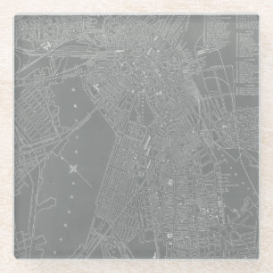 Skizze der Boston-Stadt-Karte Glasuntersetzer