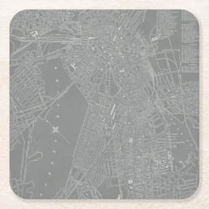 Skizze der Boston-Stadt-Karte Rechteckiger Pappuntersetzer