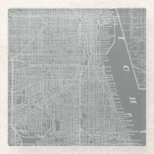 Skizze der Chicago-Stadt-Karte Glasuntersetzer