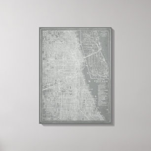 Skizze der Chicago-Stadt-Karte Leinwanddruck