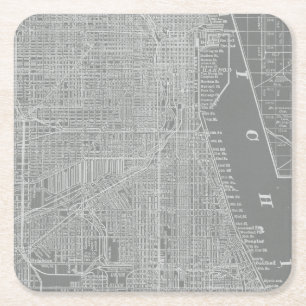 Skizze der Chicago-Stadt-Karte Rechteckiger Pappuntersetzer
