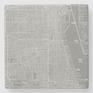 Skizze der Chicago-Stadt-Karte Steinuntersetzer