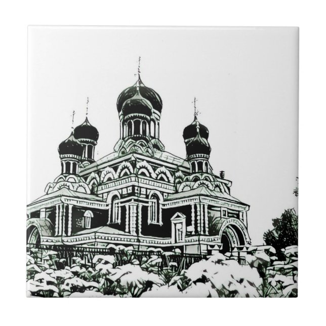 Skizze der orthodoxen Kirchenarchitektur Fliese (Vorderseite)