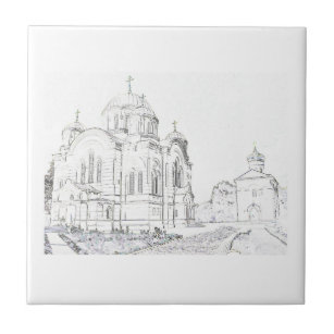 Skizze der russisch-orthodoxen Kirche Fliese