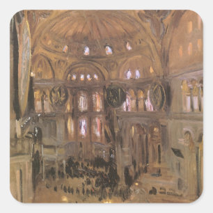 Skizze der Santa Sophia von John Singer Sargent Quadratischer Aufkleber