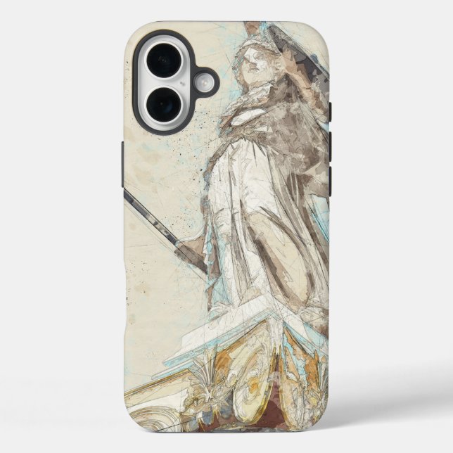 Skizze der Statue des iPhone Case Athena - Alt (Rückseite)