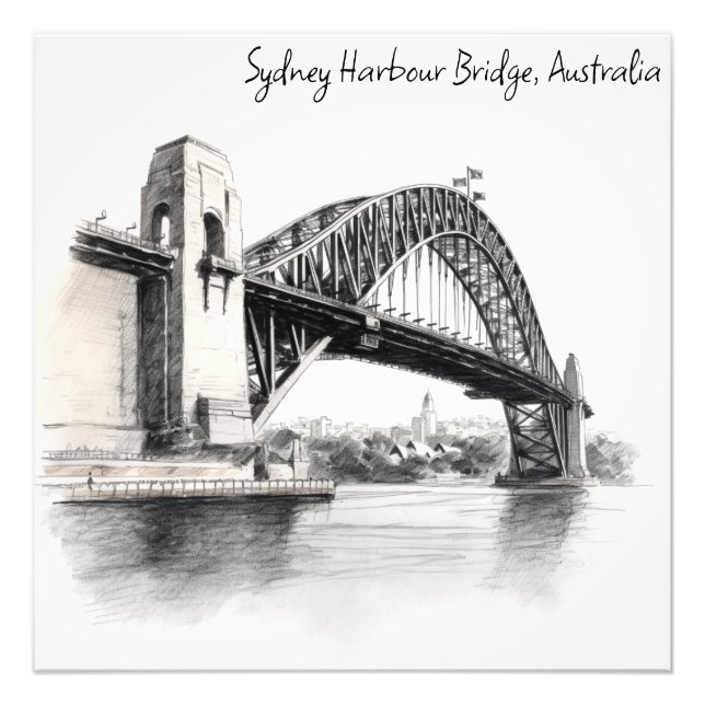 Skizze der Sydney Harbour Bridge Fotodruck (Vorne)