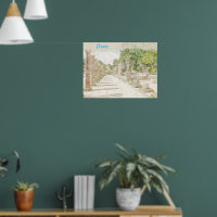 Skizze des alten Olympia Ruins Poster — Griechenla