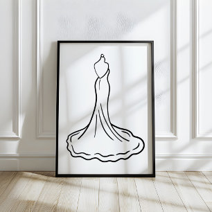 Skizze eines Brautkleides mit Laune und Handzeichn Poster