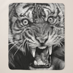 Skizze eines wilden Tigers in Schwarzweiß Sherpadecke