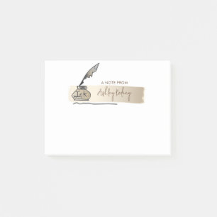 Skizze Faux Gold Federhalter Schrift Post-it Klebezettel