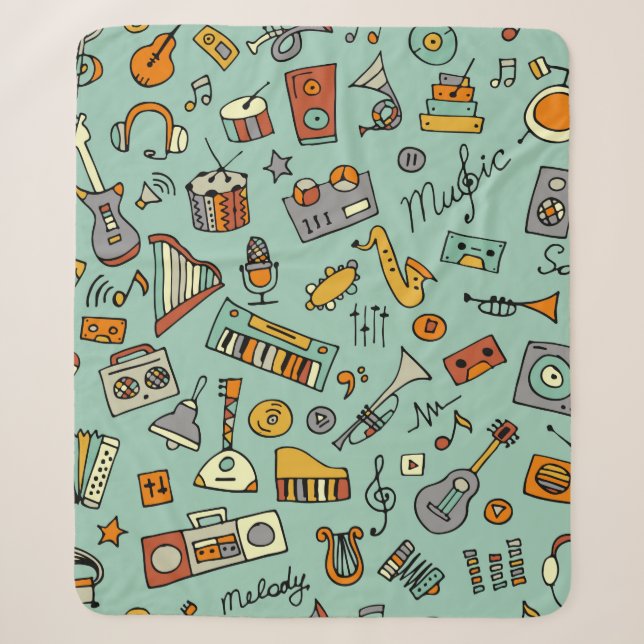 Skizze für Musikinstrumente, nahtloses Muster Sherpadecke (Vorderseite)
