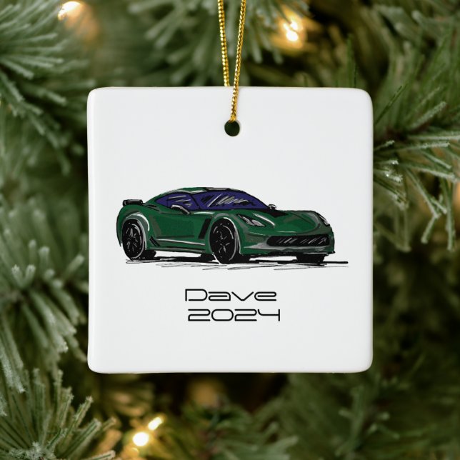 Skizze für Sportwagen C7 Corvette Keramikornament (Baum)