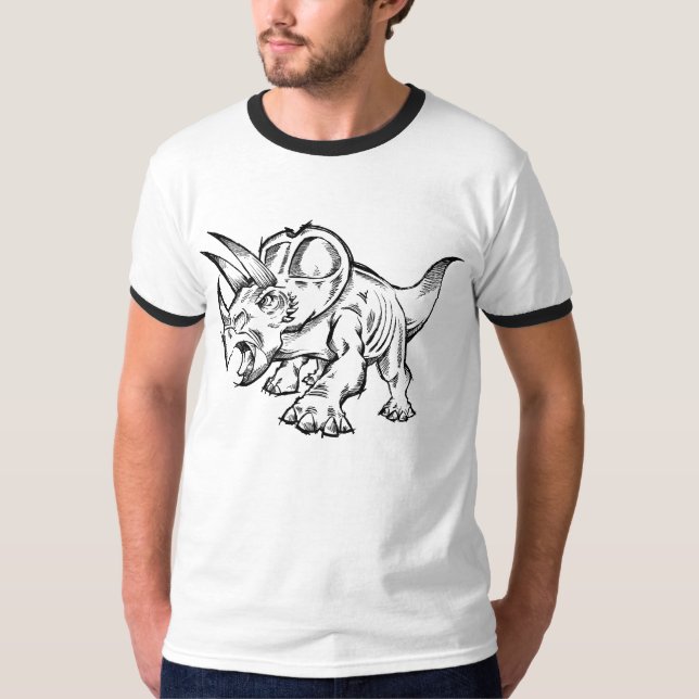 Skizze-Gekritzeltriceratops-Dinosaurier-T - Shirt (Vorderseite)
