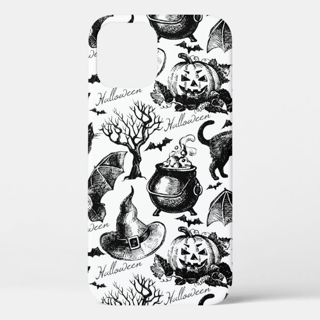 Skizze Halloween nahtloses Muster Case-Mate iPhone Hülle (Rückseite)