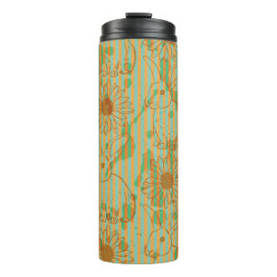 Skizze Kaninchen und Kamille, vintage nahtloses Mu Thermosbecher