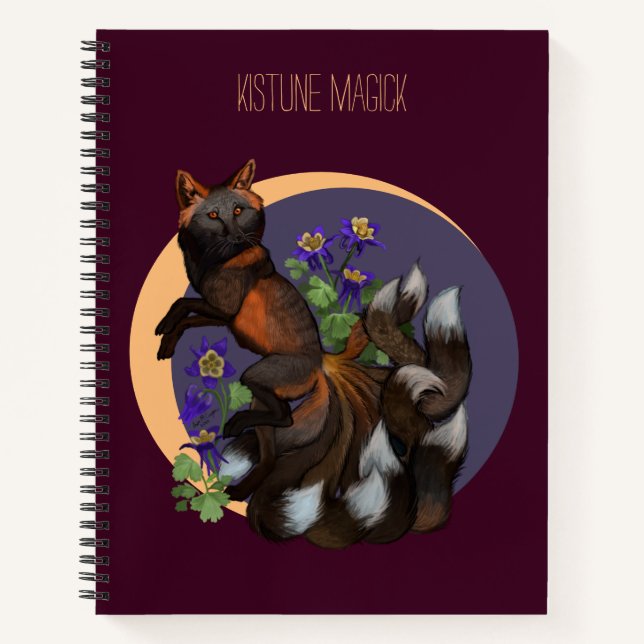 Skizze "Kitsune and Columbine Blume" Notizbuch (Vorderseite)