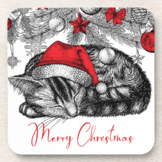 Skizze Kitten unter Weihnachtsbaumschmuck Getränkeuntersetzer