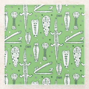 Skizze-Krokodil-Muster 2 Glasuntersetzer