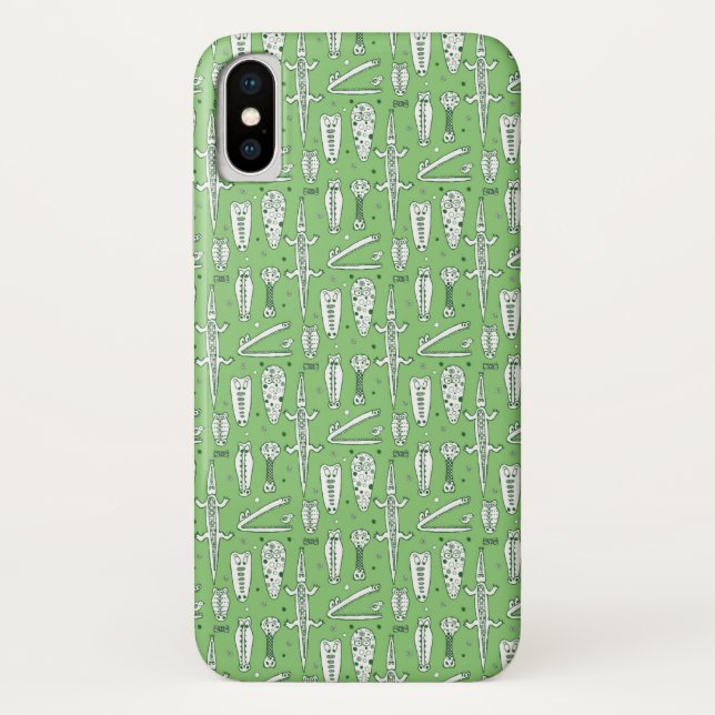 Skizze-Krokodil-Muster Case-Mate iPhone Hülle (Rückseite)