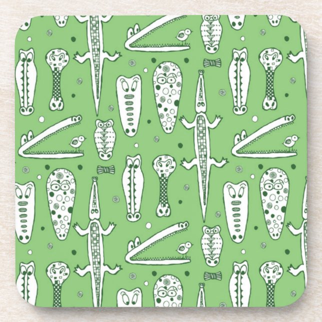 Skizze-Krokodile-Muster Getränkeuntersetzer (Vorderseite)