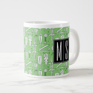 Skizze-Krokodile-Muster Monogramm Jumbo-Tasse