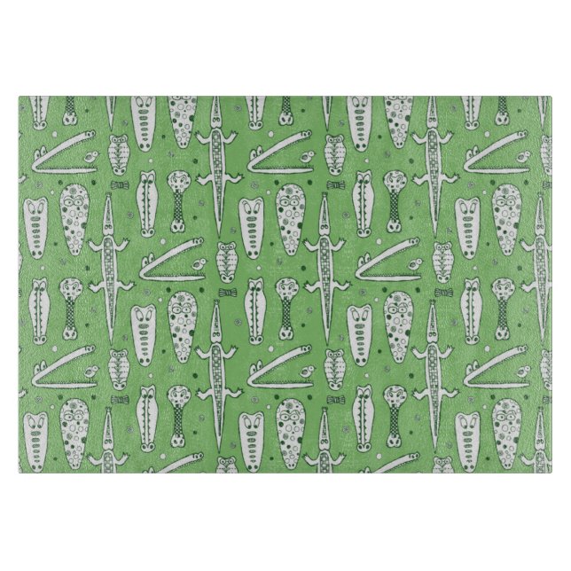 Skizze-Krokodile-Muster Schneidebrett (Vorderseite)