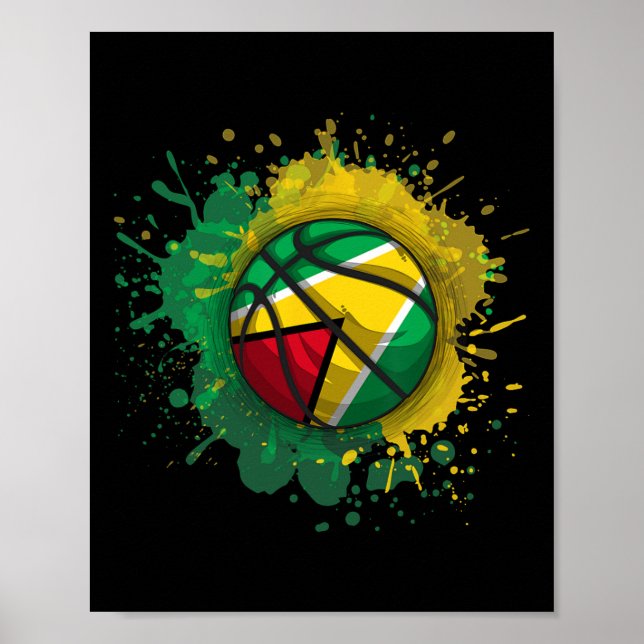 Skizze mit der Flagge Guyanas  Poster (Vorne)