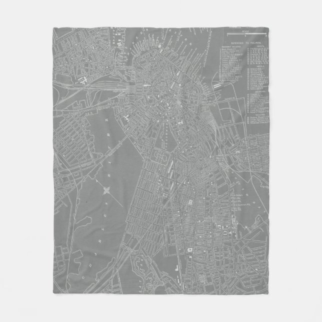 Skizze von Boston City Map Fleecedecke (Vorderseite)