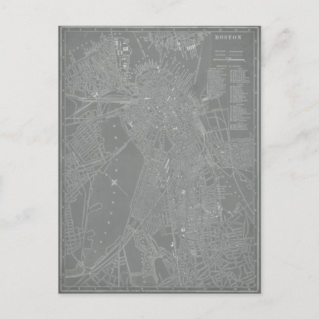 Skizze von Boston City Map Postkarte (Vorderseite)