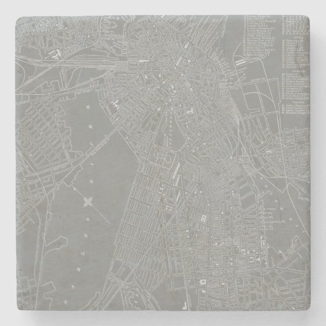 Skizze von Boston City Map Steinuntersetzer (Vorderseite)